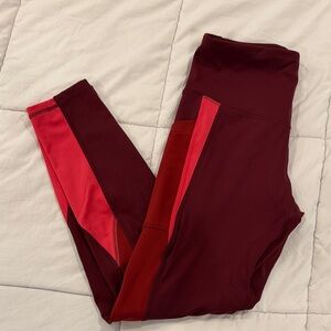 Women’s Burgundy and Pink Leggings